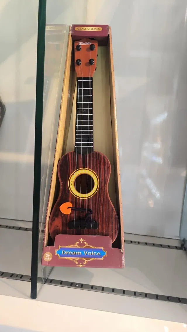 Mini Wooden Finish Guitar Toy for Kids | 4-String Musical Instrument