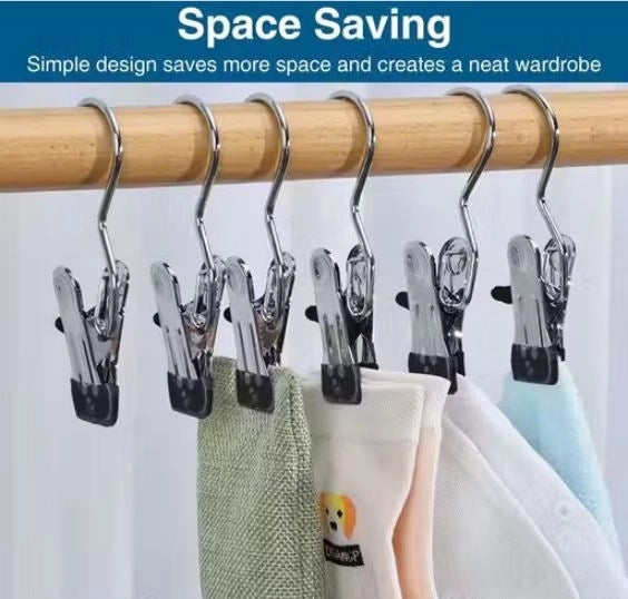 Stainless Steel Hangers with Clips - Rust-Proof Drying Hangers | Pack of 10
