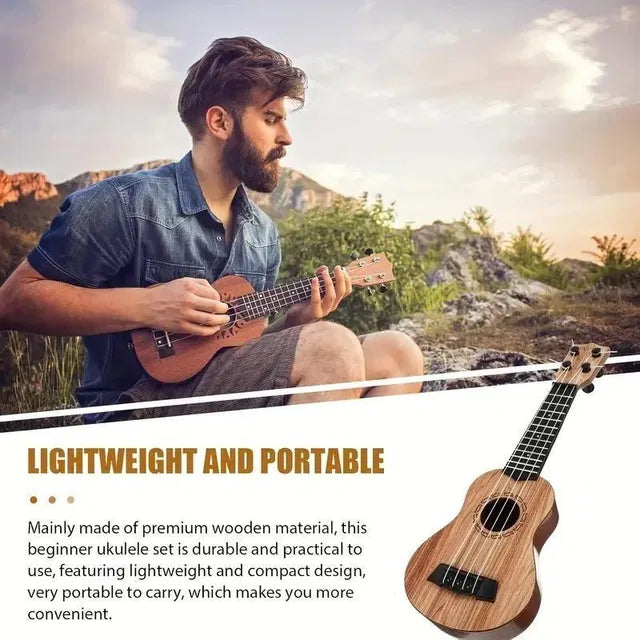 Mini Wooden Finish Guitar Toy for Kids | 4-String Musical Instrument